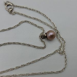 Natural Pearl drop Sterling Silver necklace